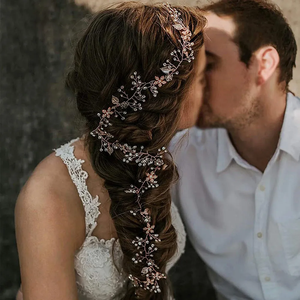 Bridal Handmade Vine Hair Ornament Pearl Wedding Headwear Bride Exquisite Accessories