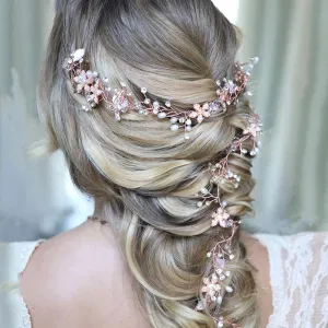 Bridal Handmade Vine Hair Ornament Pearl Wedding Headwear Bride Exquisite Accessories