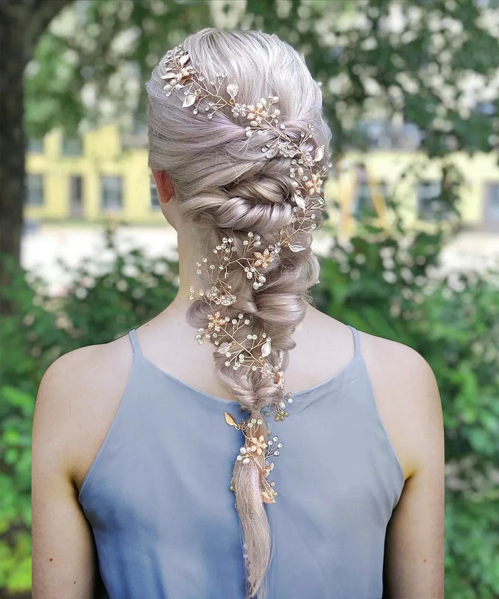 Bridal Handmade Vine Hair Ornament Pearl Wedding Headwear Bride Exquisite Accessories