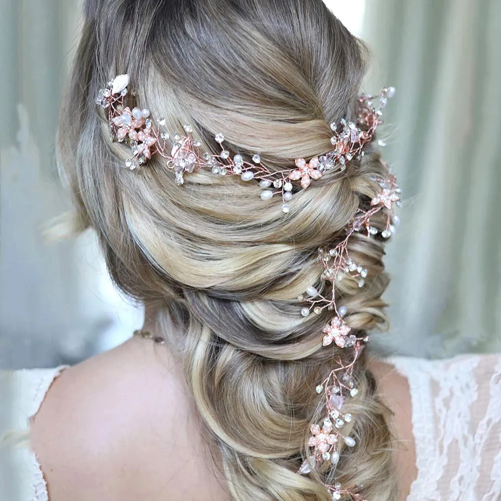 Bridal Handmade Vine Hair Ornament Pearl Wedding Headwear Bride Exquisite Accessories