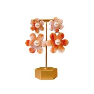 Burnt Orange Marble Double Daisies