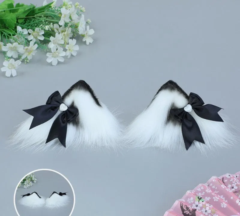 Candy Fairy Lolita Neko Cat Ears Black Pink Blue Handmade Hairband Hairpin Accessories