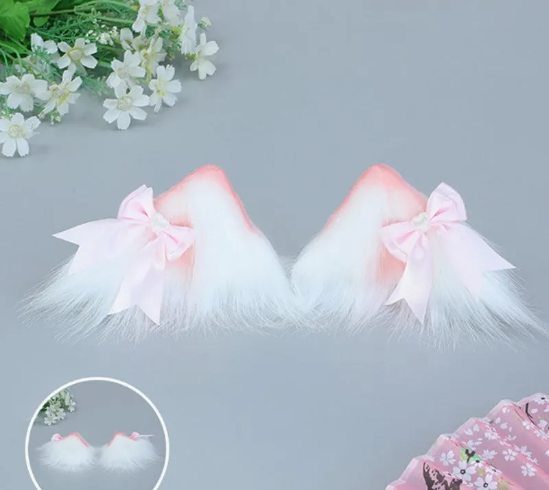 Candy Fairy Lolita Neko Cat Ears Black Pink Blue Handmade Hairband Hairpin Accessories