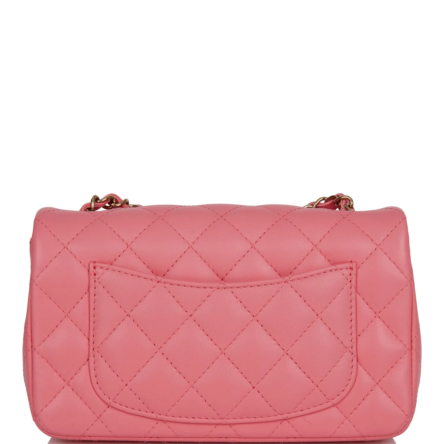 Chanel Mini Rectangular Flap Bag Coral Lambskin Light Gold Hardware