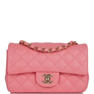 Chanel Mini Rectangular Flap Bag Coral Lambskin Light Gold Hardware
