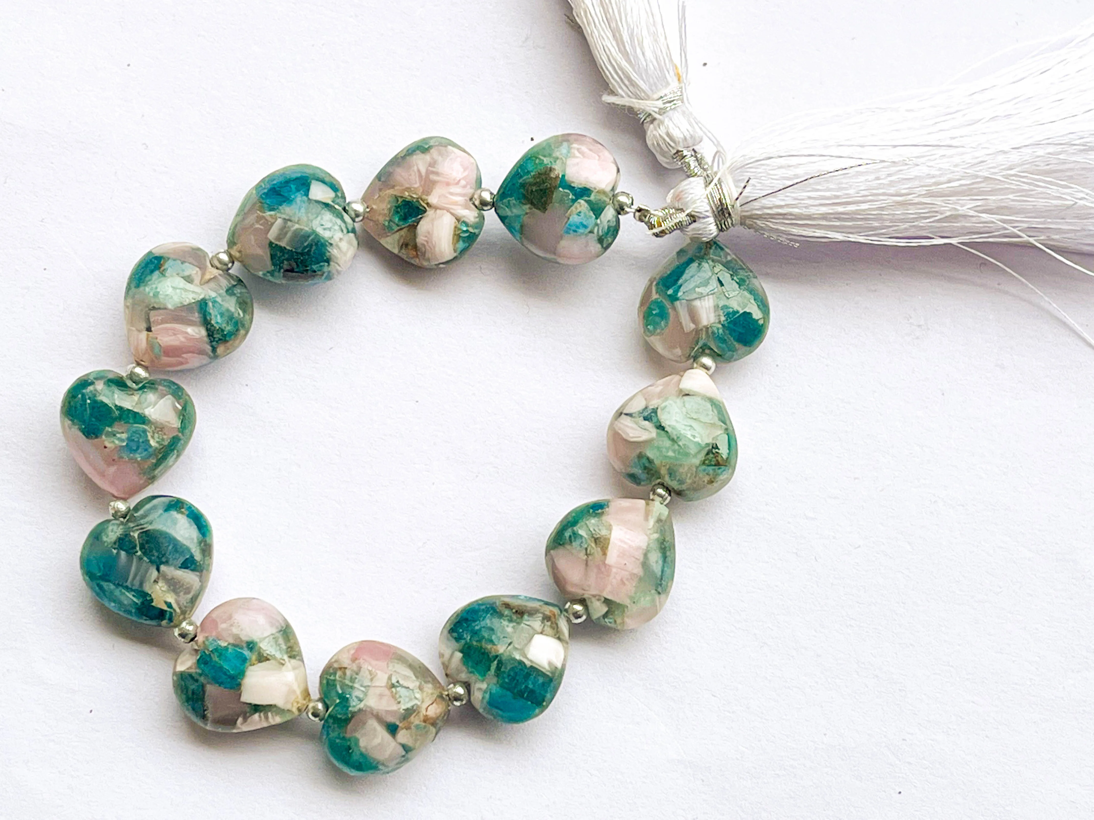 Composite (Pink Opal, Apatite, Amazonite) Heart Shape Briolette