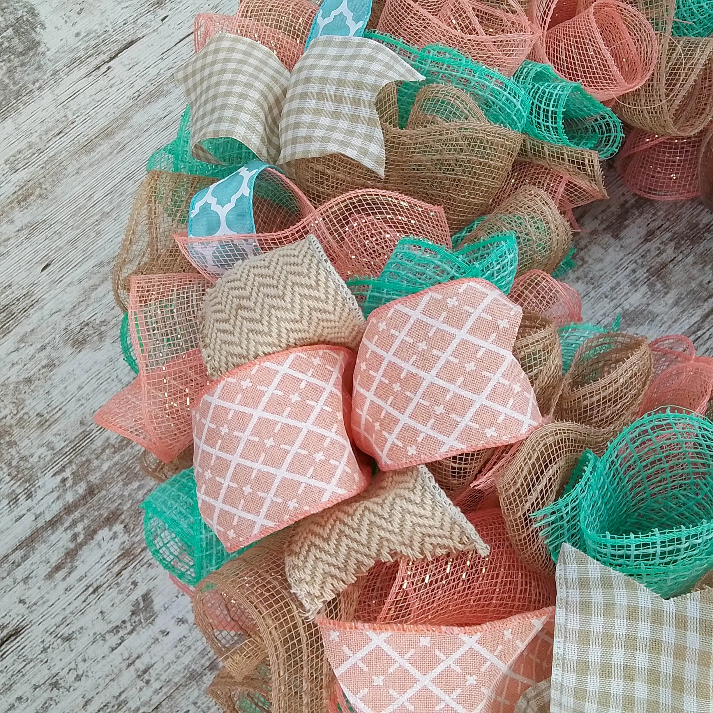 Coral and Mint Year Round Wreath, Everyday Wreath for Front Door