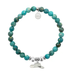 Cowboy Hat Charm with Blue Opal Jade Charity Bracelet