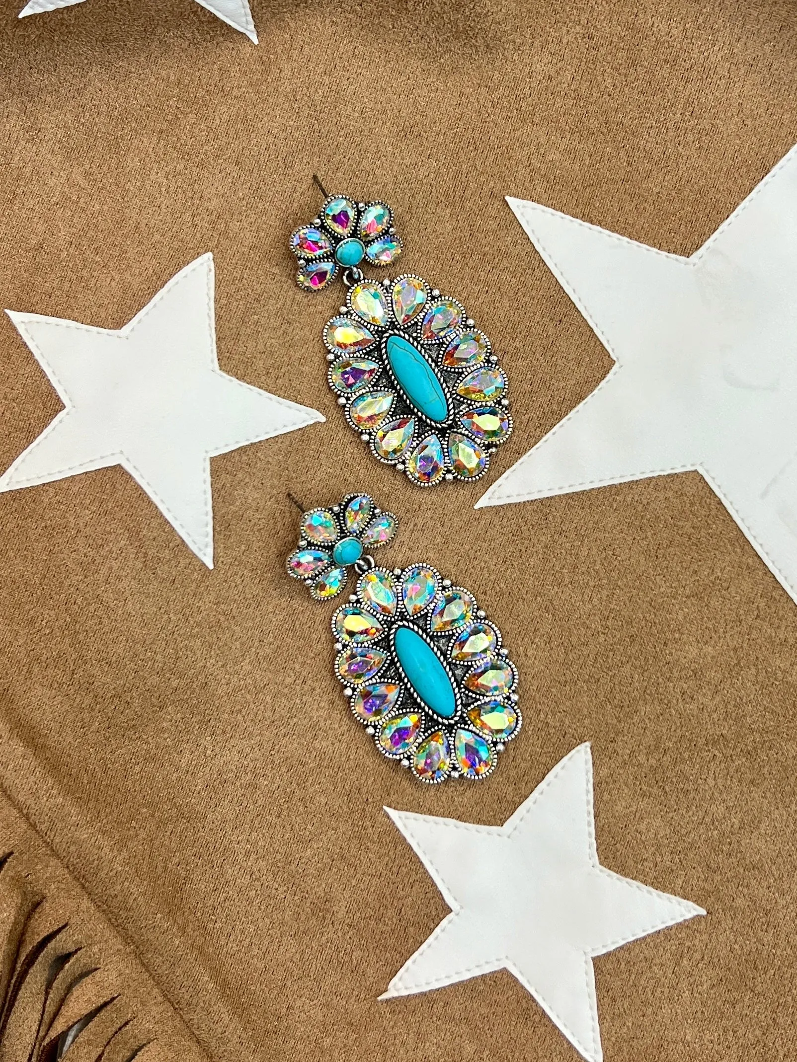 Crown Iridescent Jewel of the Rodeo Earrings-2 Iridescent Designs