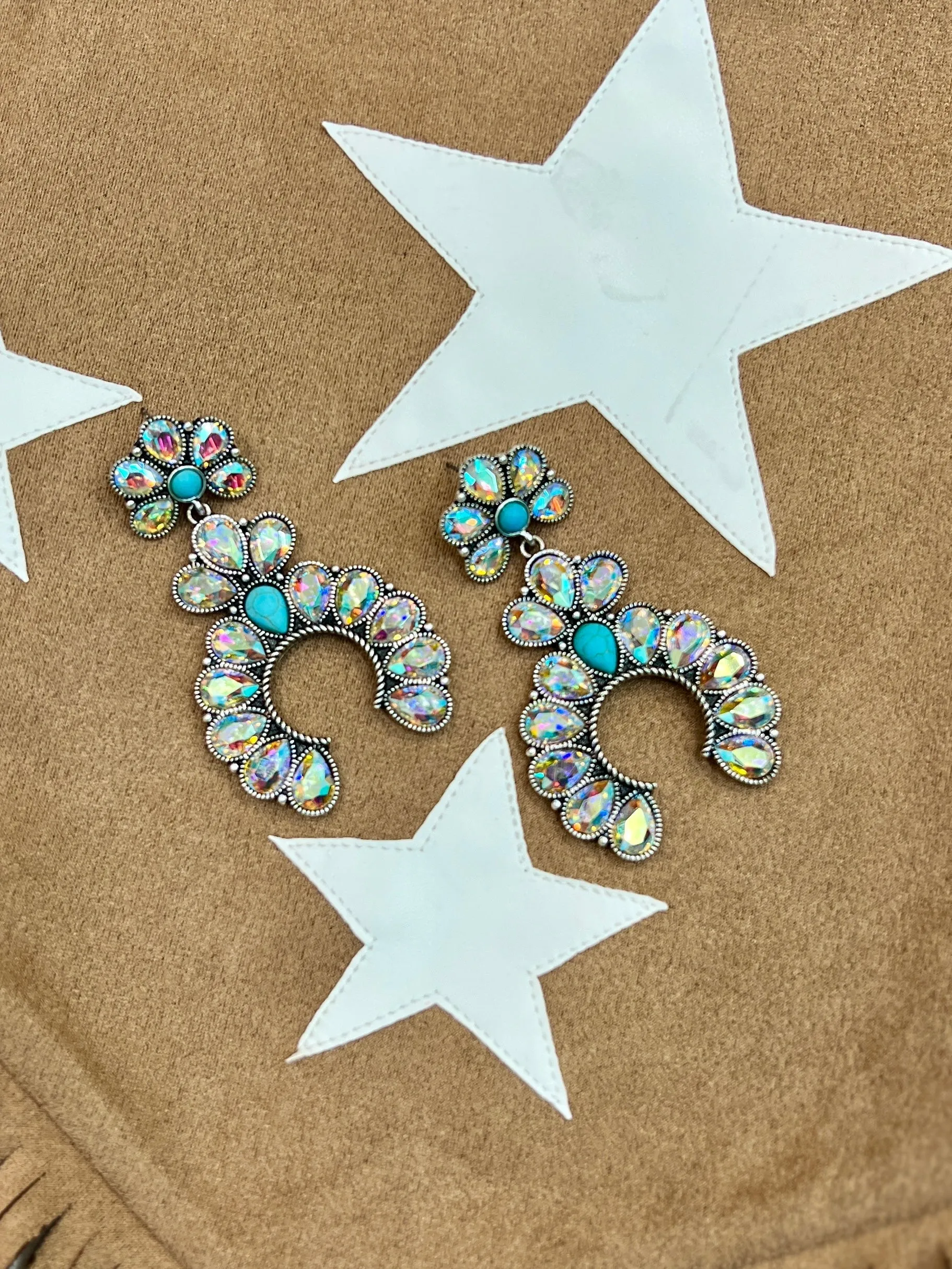 Crown Iridescent Jewel of the Rodeo Earrings-2 Iridescent Designs