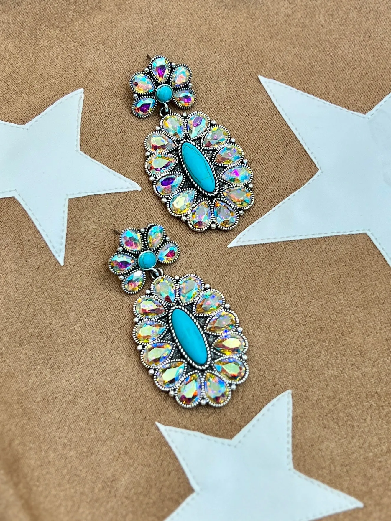 Crown Iridescent Jewel of the Rodeo Earrings-2 Iridescent Designs