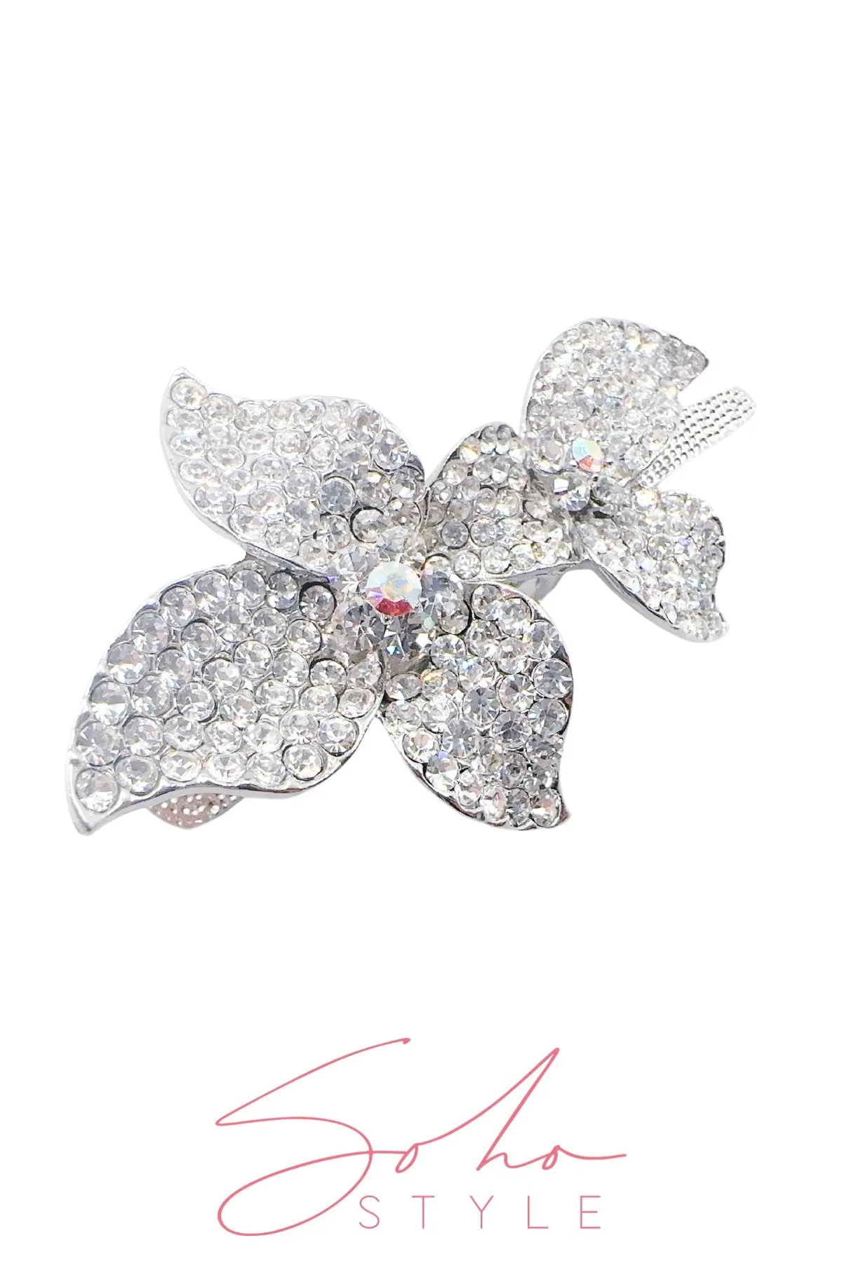 Crystal Flower Alligator Metal Hair Clip