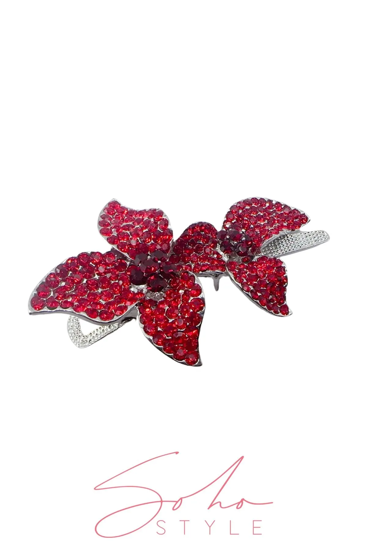 Crystal Flower Alligator Metal Hair Clip