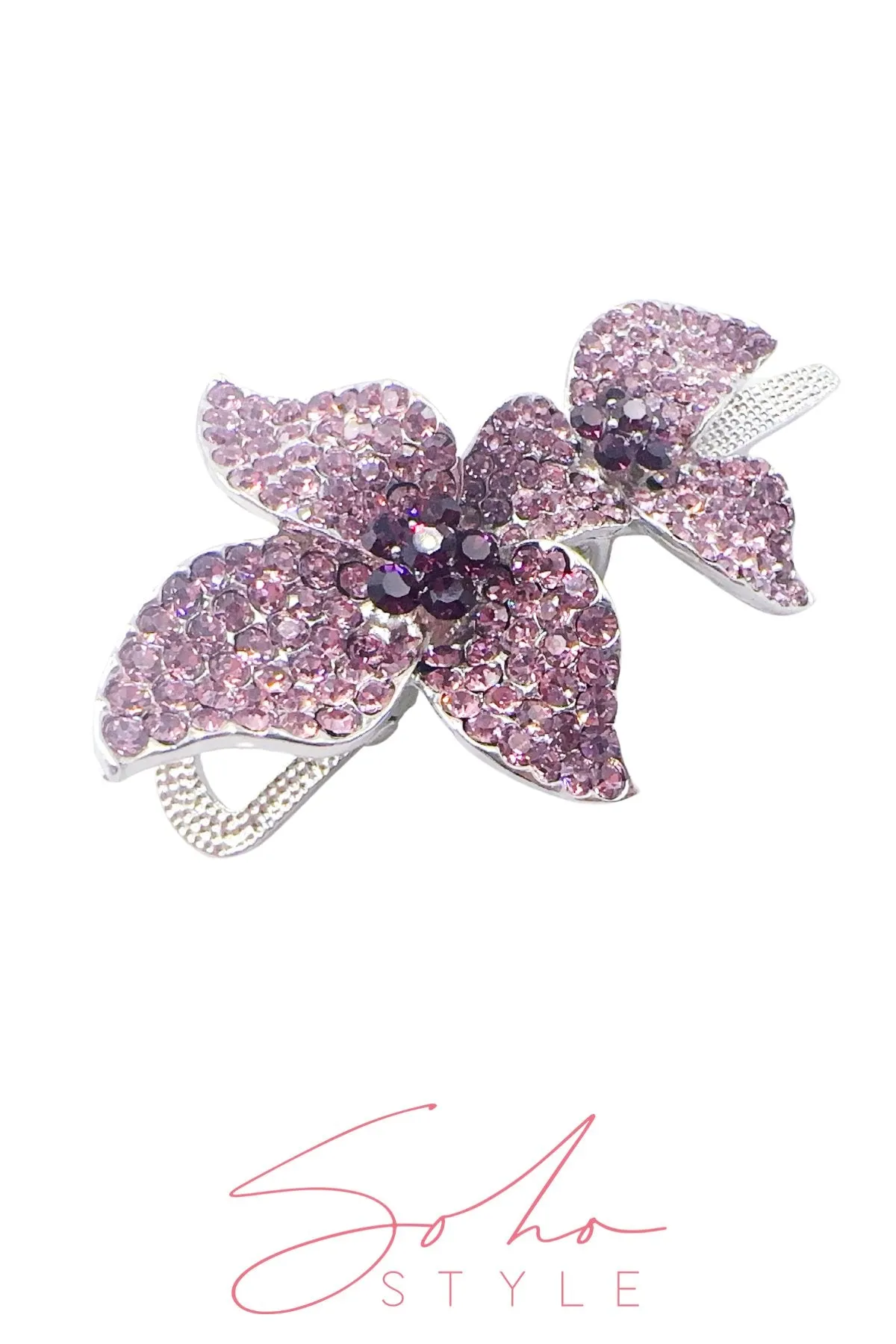Crystal Flower Alligator Metal Hair Clip