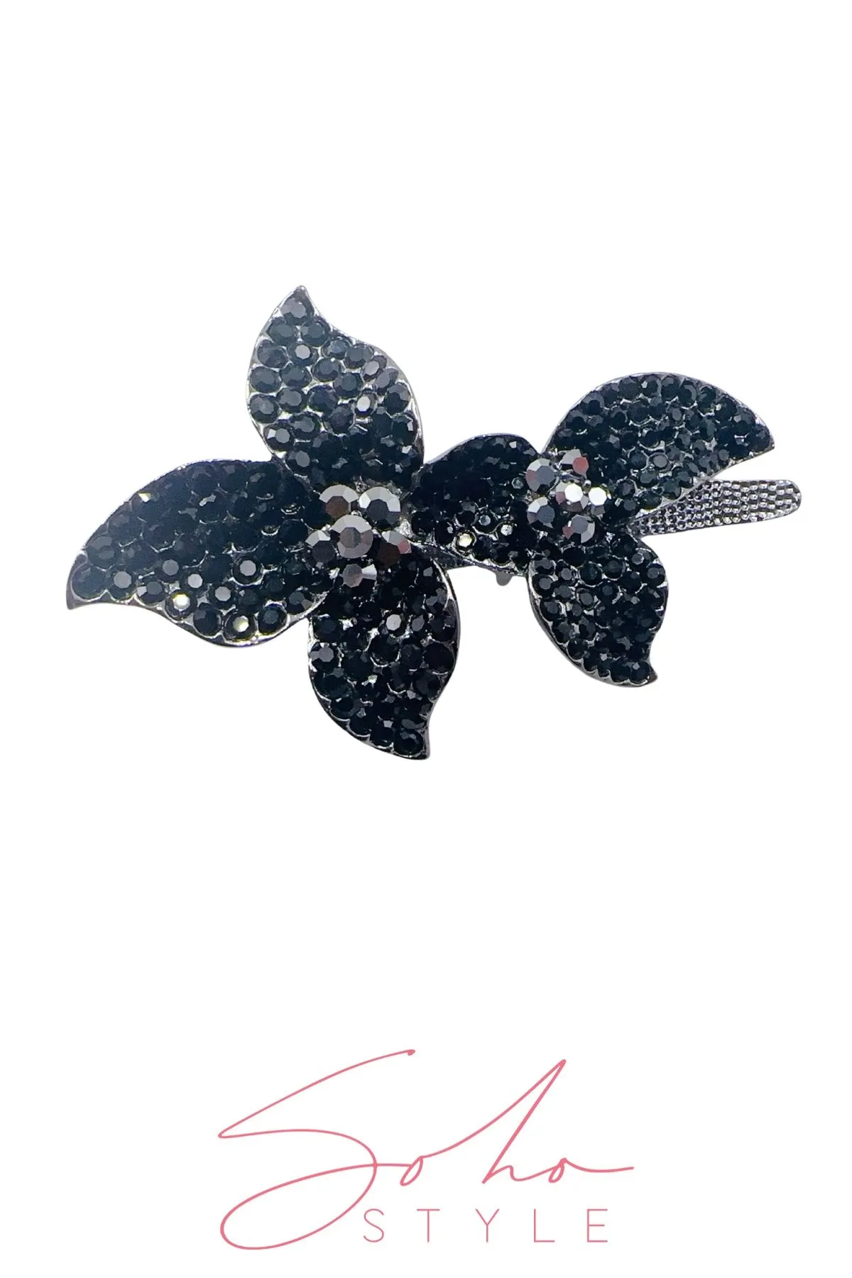 Crystal Flower Alligator Metal Hair Clip