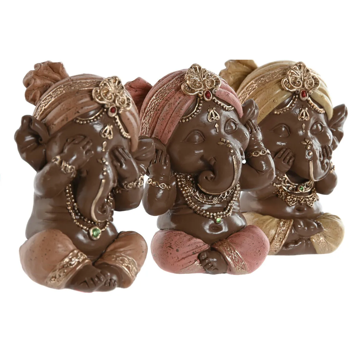 Decorative Figure Home ESPRIT Orange Coral Lime Resin Oriental 7,5 x 6,5 x 9 cm (3 Units)