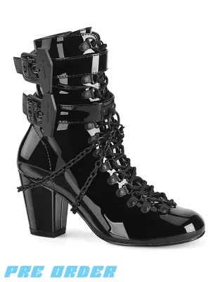 DEMONIA VIVIKA-128 - BLACK PATENT ✰ PRE ORDER ✰