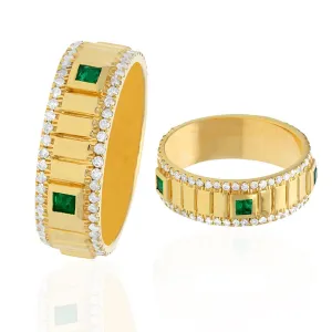 Diamond Emerald Band Ring - 7