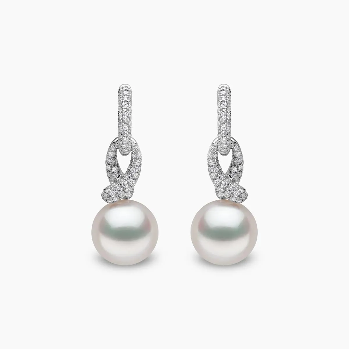 Duchess 18K Gold Pearl Drop and Diamond Hoop Earrings