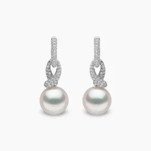 Duchess 18K Gold Pearl Drop and Diamond Hoop Earrings