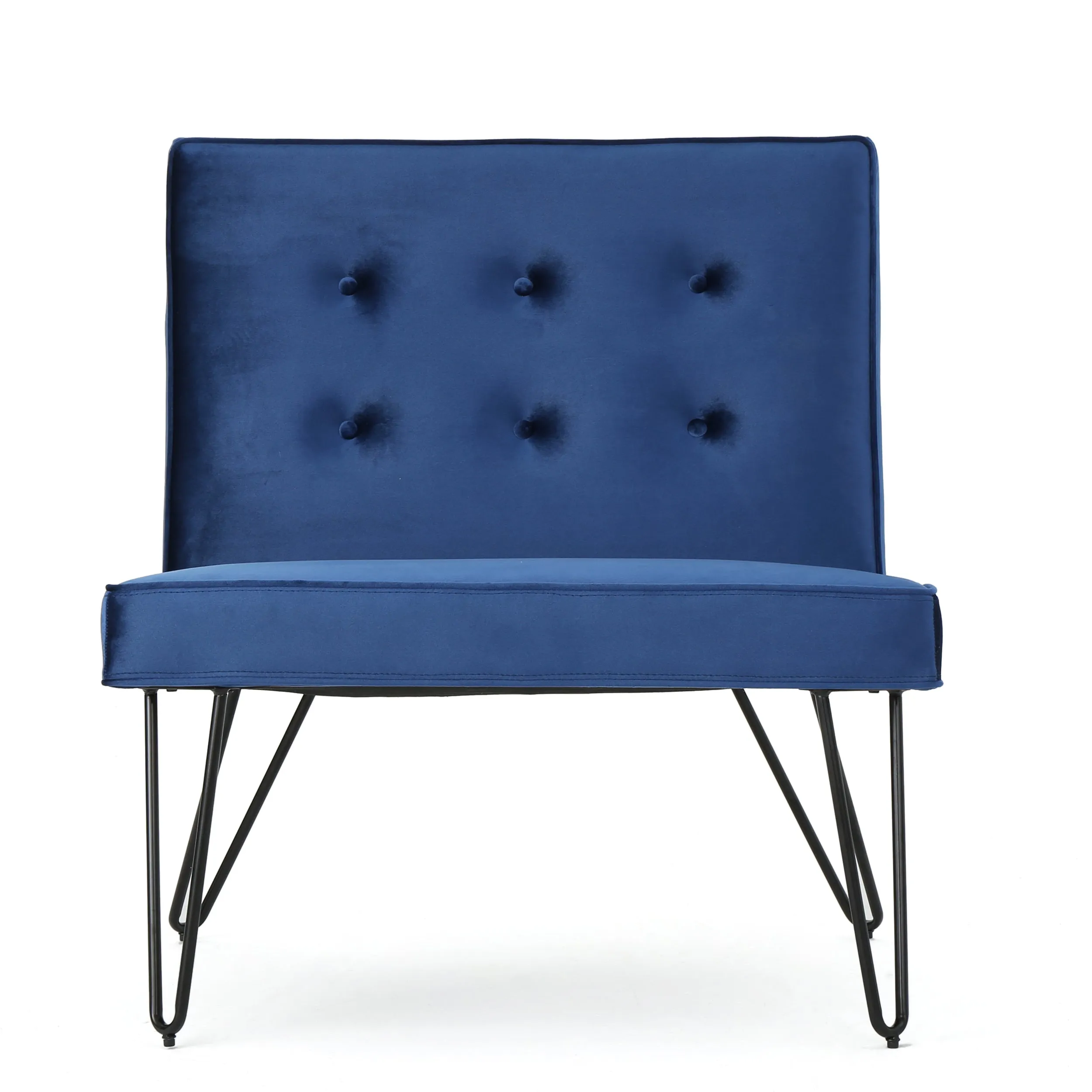 DuSoleil Modern Button Tufted Armless Velvet Accent Chair with Hairpin Legs
