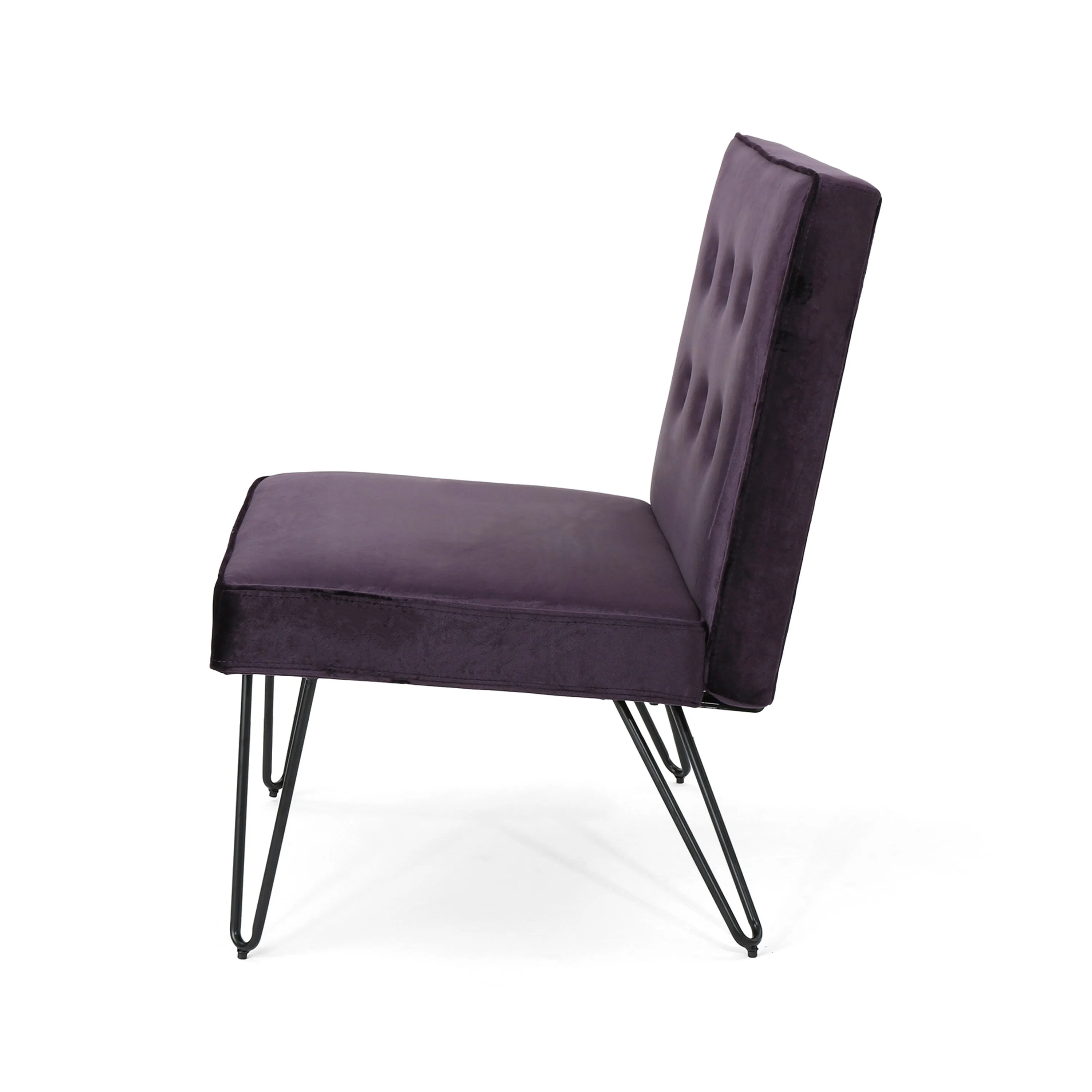 DuSoleil Modern Button Tufted Armless Velvet Accent Chair with Hairpin Legs