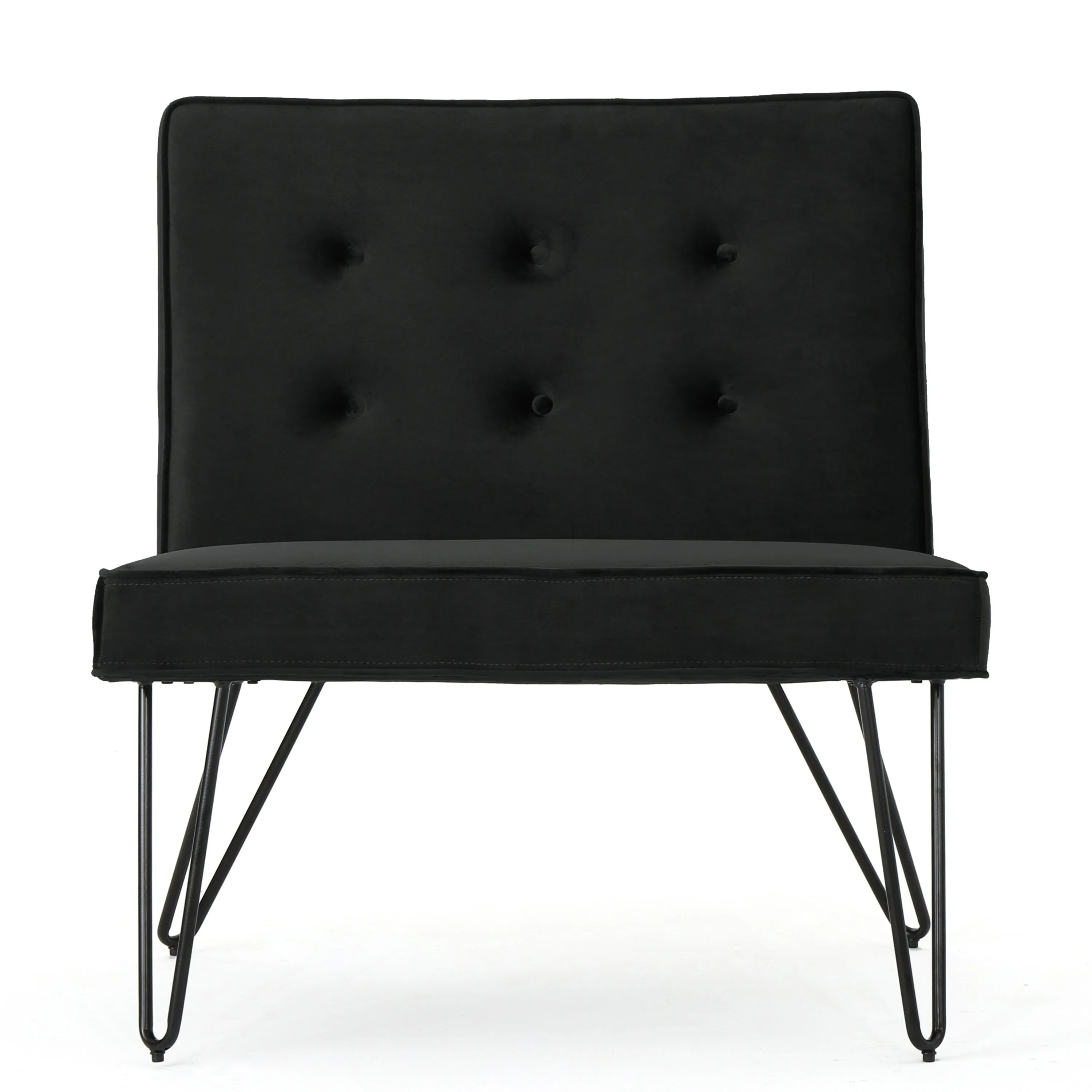 DuSoleil Modern Button Tufted Armless Velvet Accent Chair with Hairpin Legs
