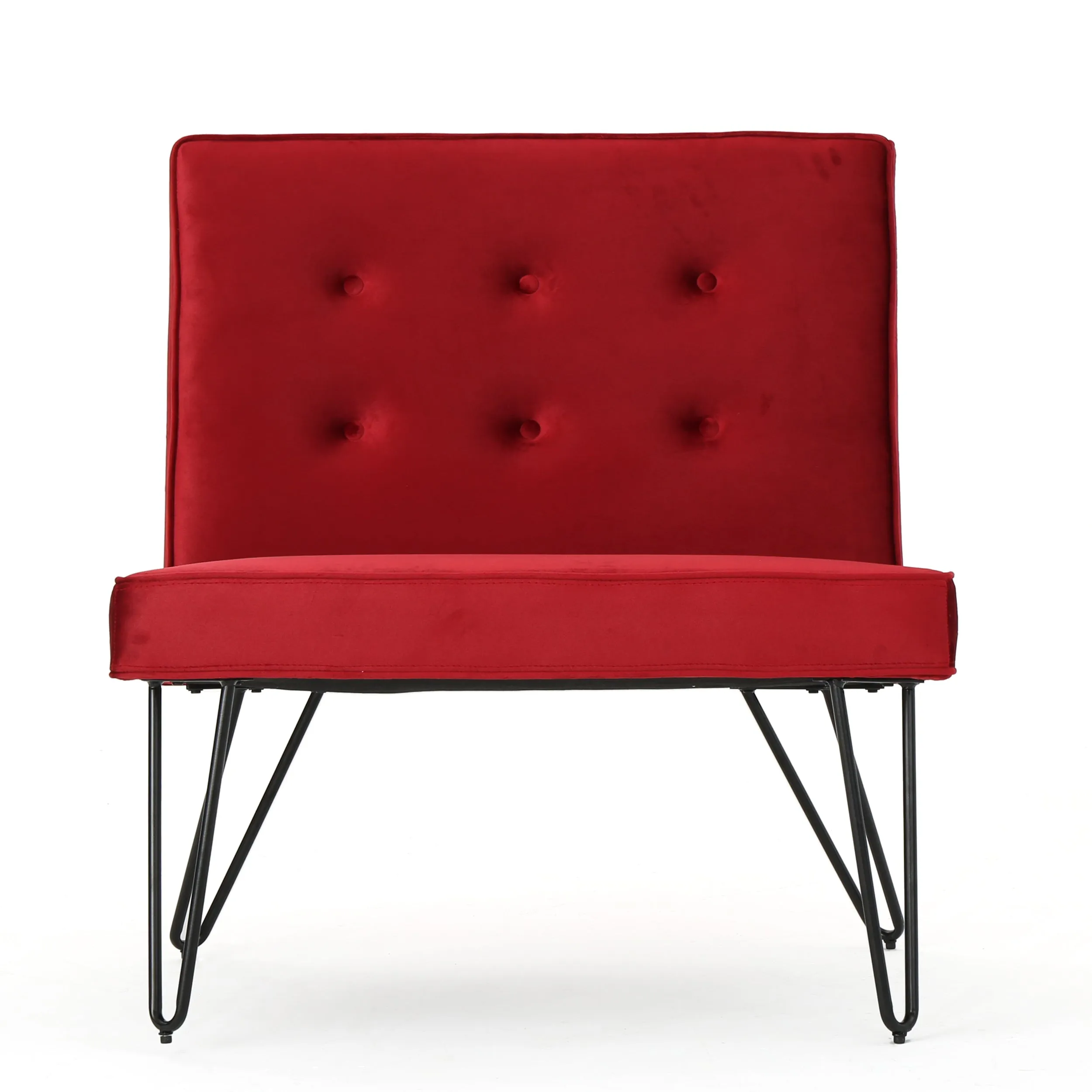 DuSoleil Modern Button Tufted Armless Velvet Accent Chair with Hairpin Legs