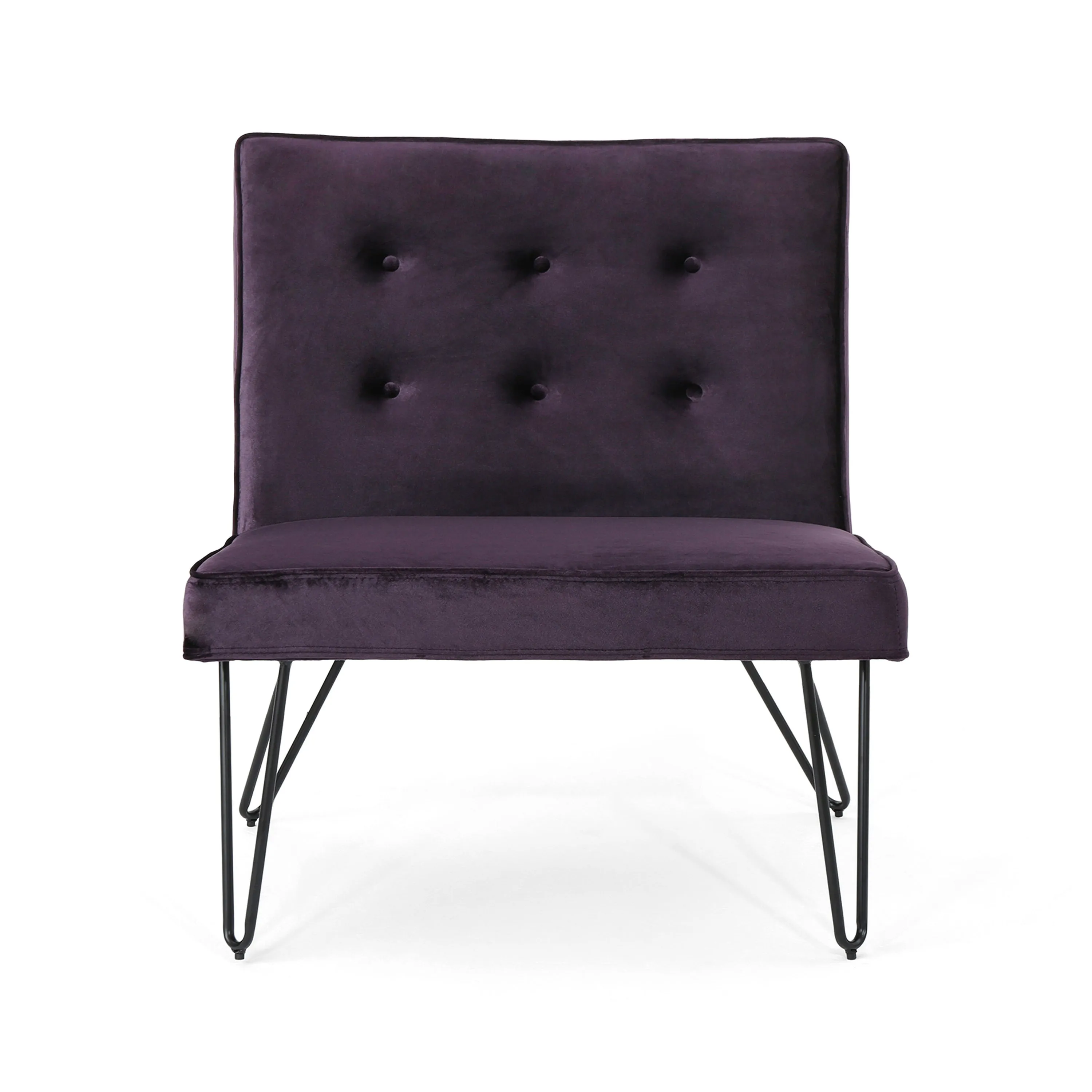 DuSoleil Modern Button Tufted Armless Velvet Accent Chair with Hairpin Legs