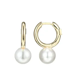 ELLE Gold Plated Pearl "Simpatico" Hoop Earrings (SI5022)