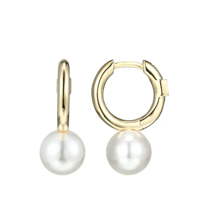 ELLE Gold Plated Pearl "Simpatico" Hoop Earrings (SI5022)