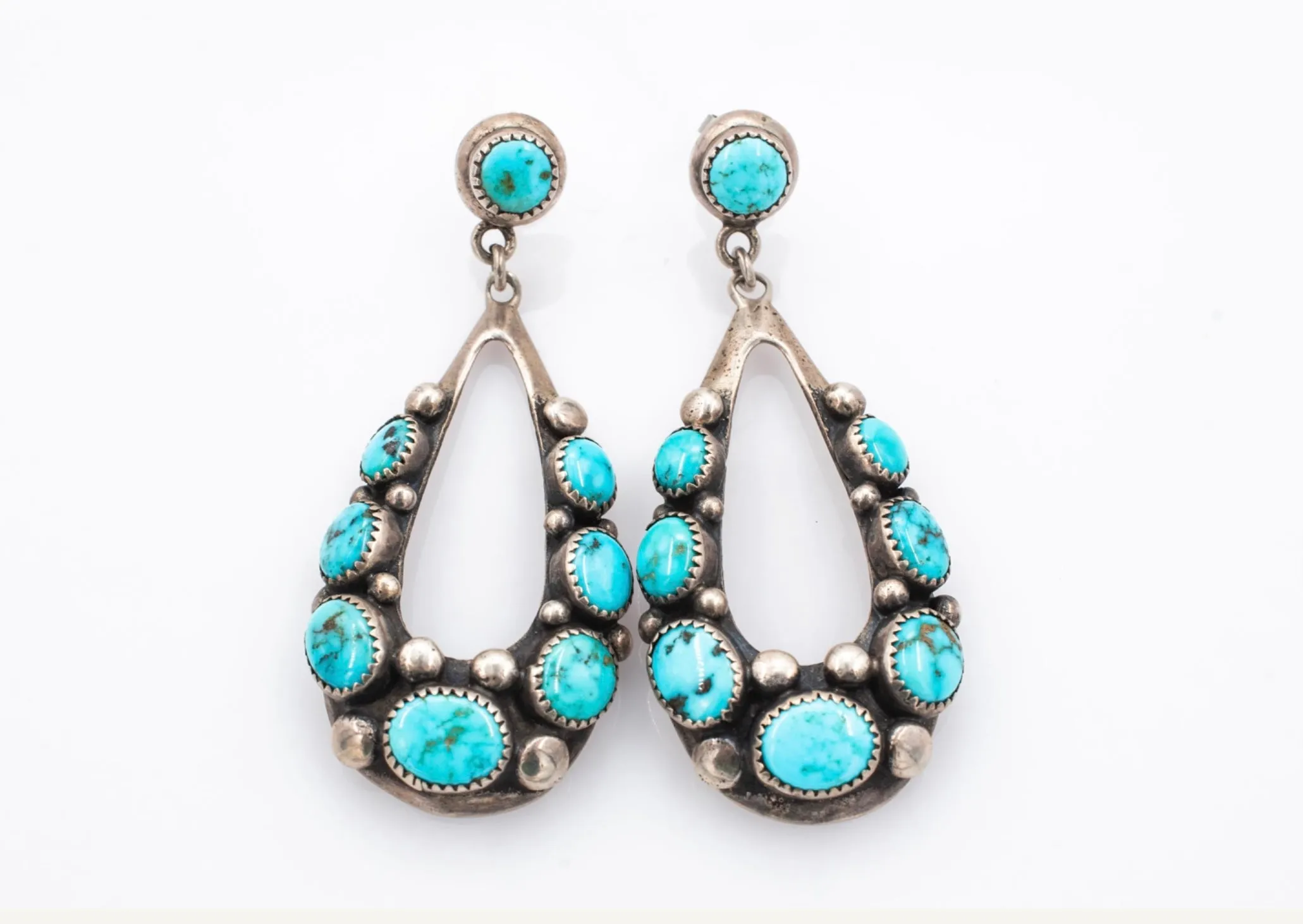 Frank Patania Sr. Sterling Natural Turquoise Drop Earrings