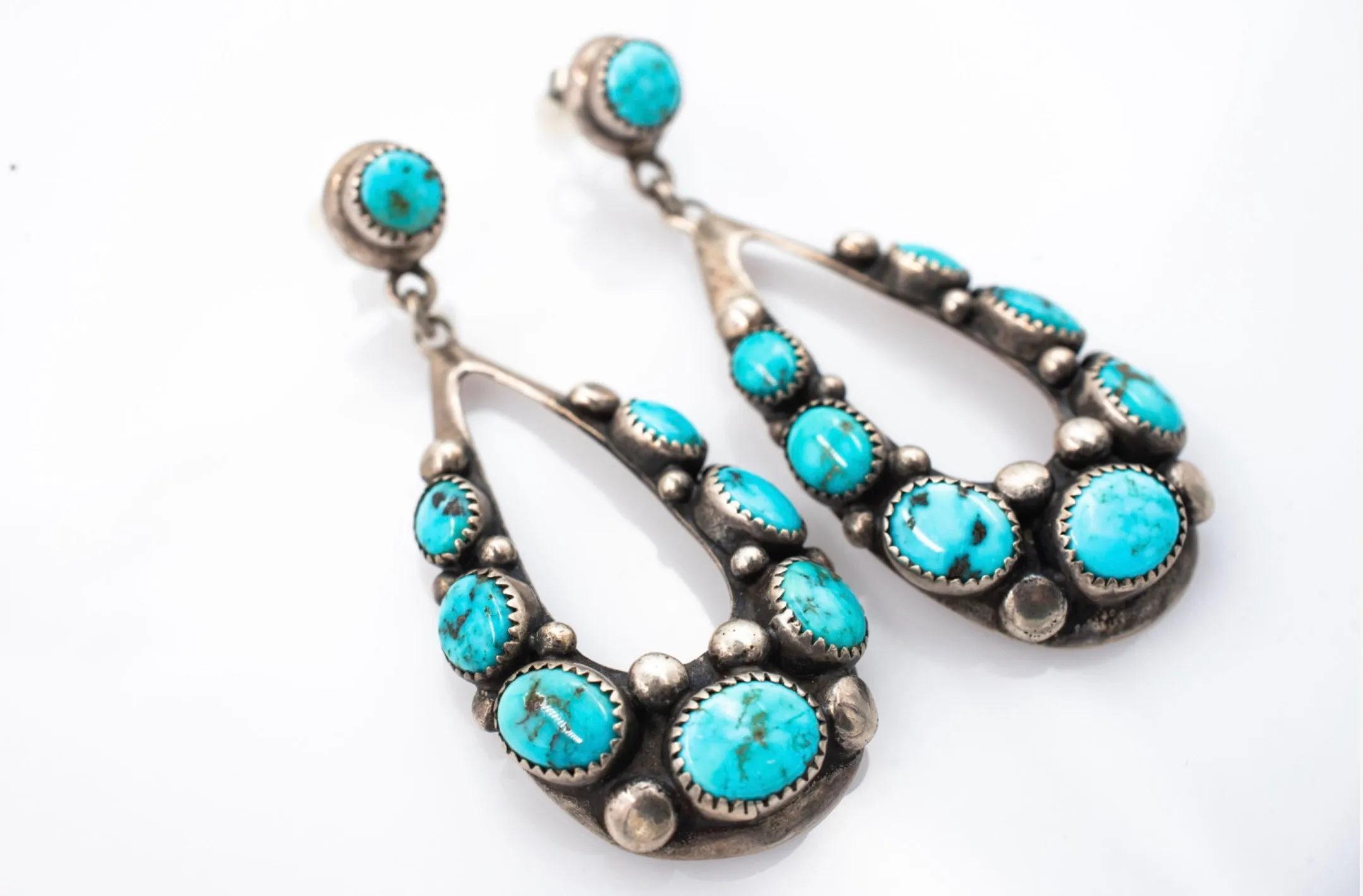Frank Patania Sr. Sterling Natural Turquoise Drop Earrings