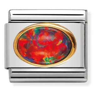 Gemstones - Oval Red Opal Gold Charm