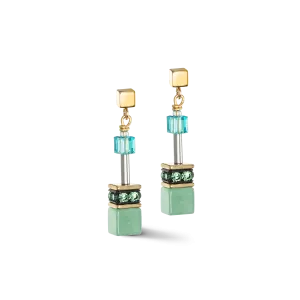 GeoCUBE® Iconic Precious earrings green-turquoise