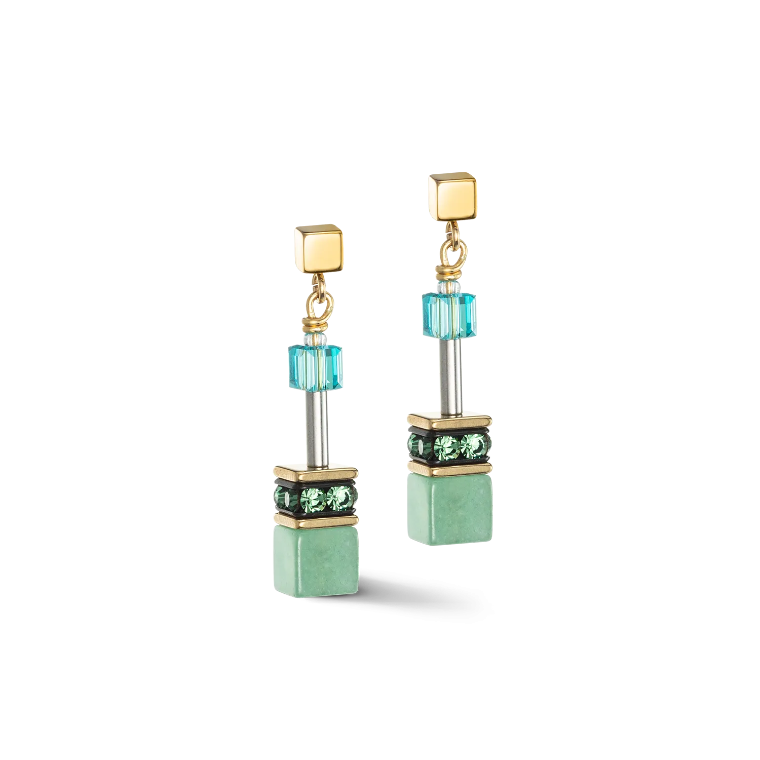 GeoCUBE® Iconic Precious earrings green-turquoise