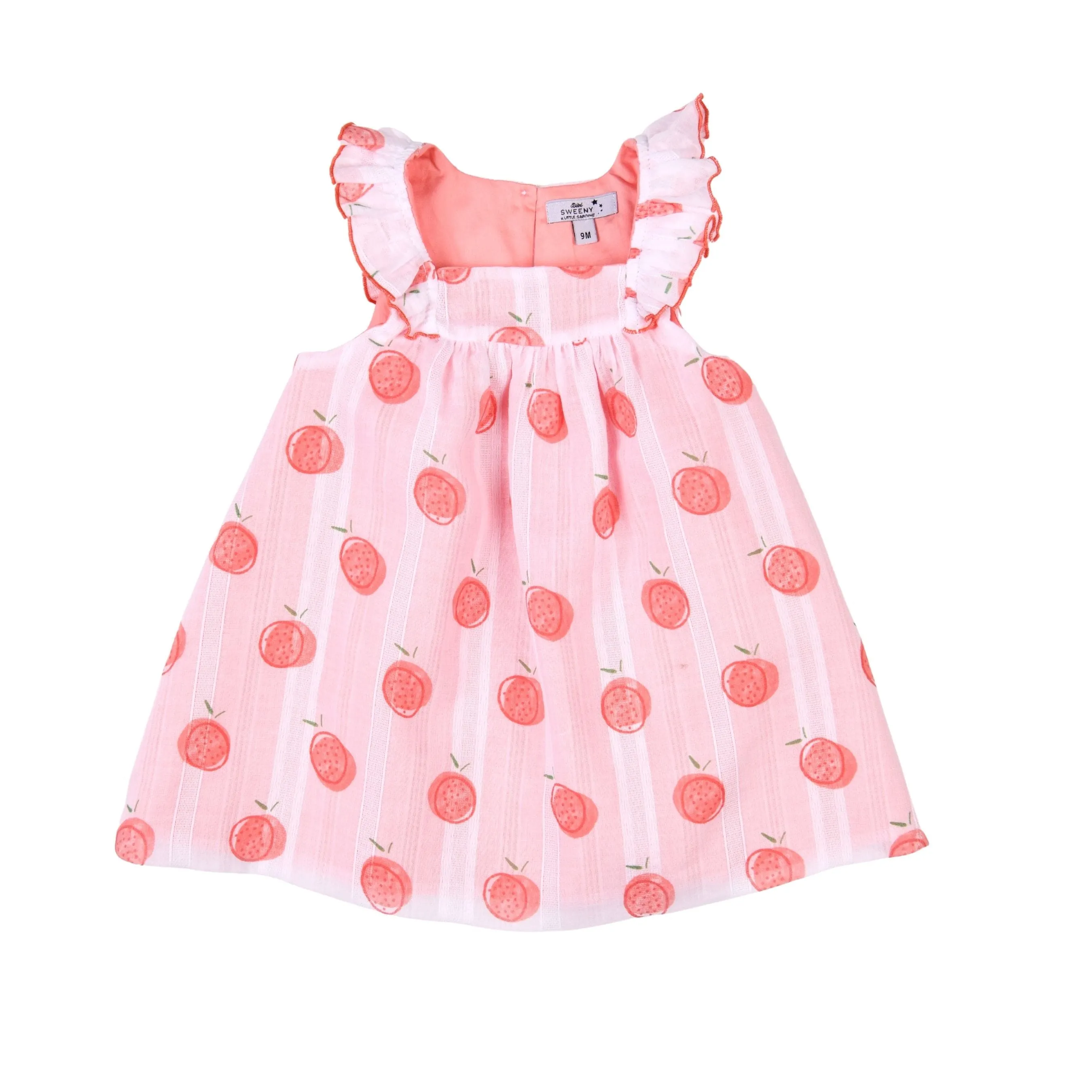 Girls Coral Fruit Cotton Dress Set