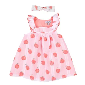 Girls Coral Fruit Cotton Dress Set