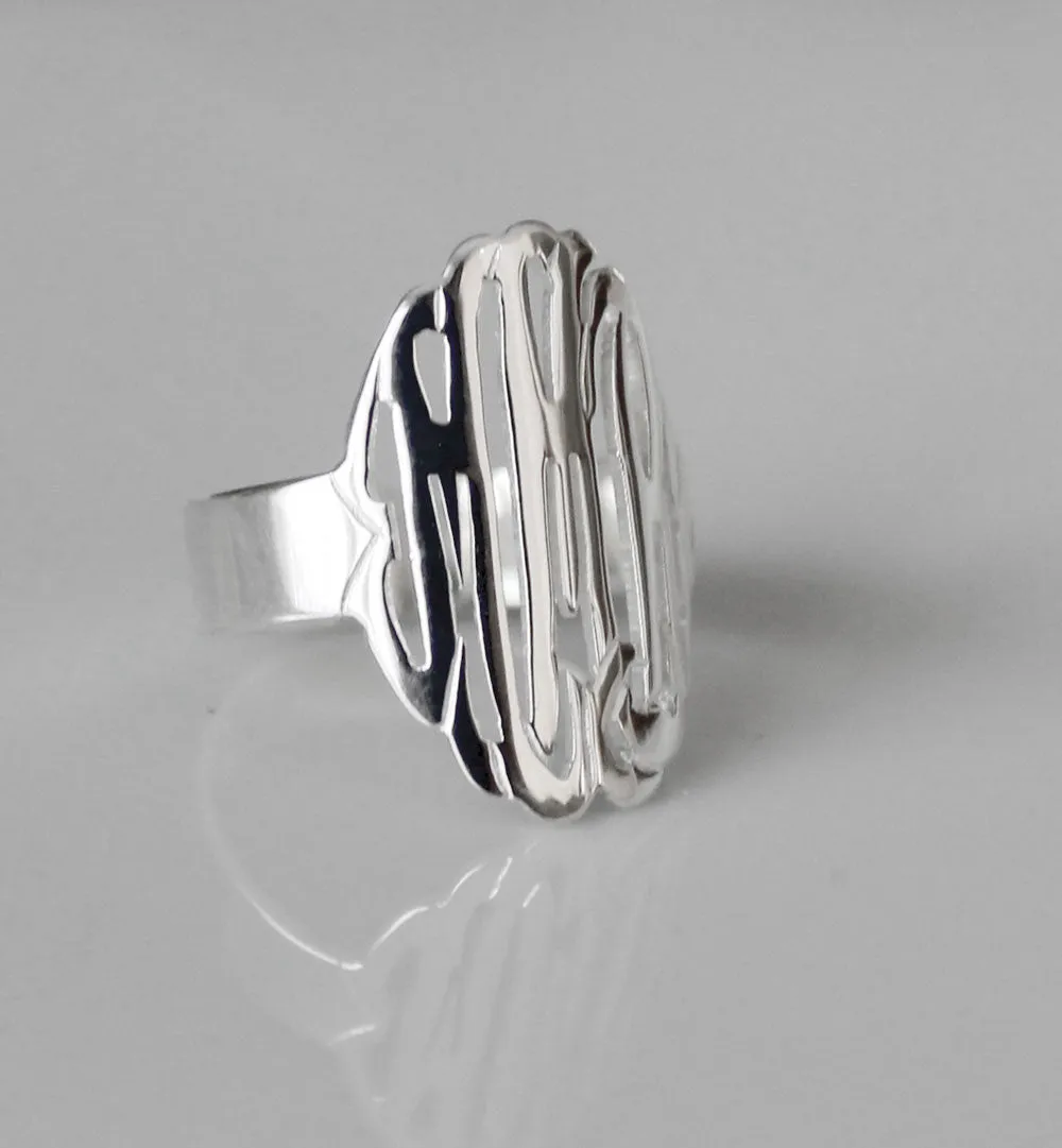 Gold Monogram Ring~7/8 Inch by Purple Mermaid Designs