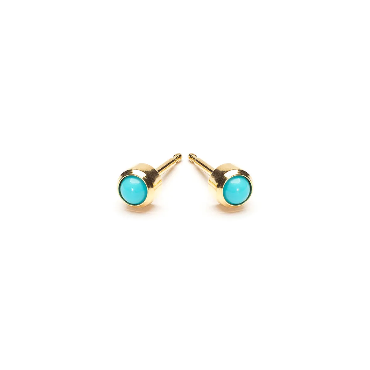 Gold Plated 3 mm Turquoise Stud Earrings