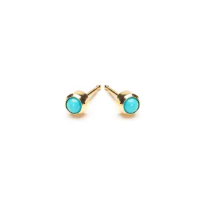 Gold Plated 3 mm Turquoise Stud Earrings