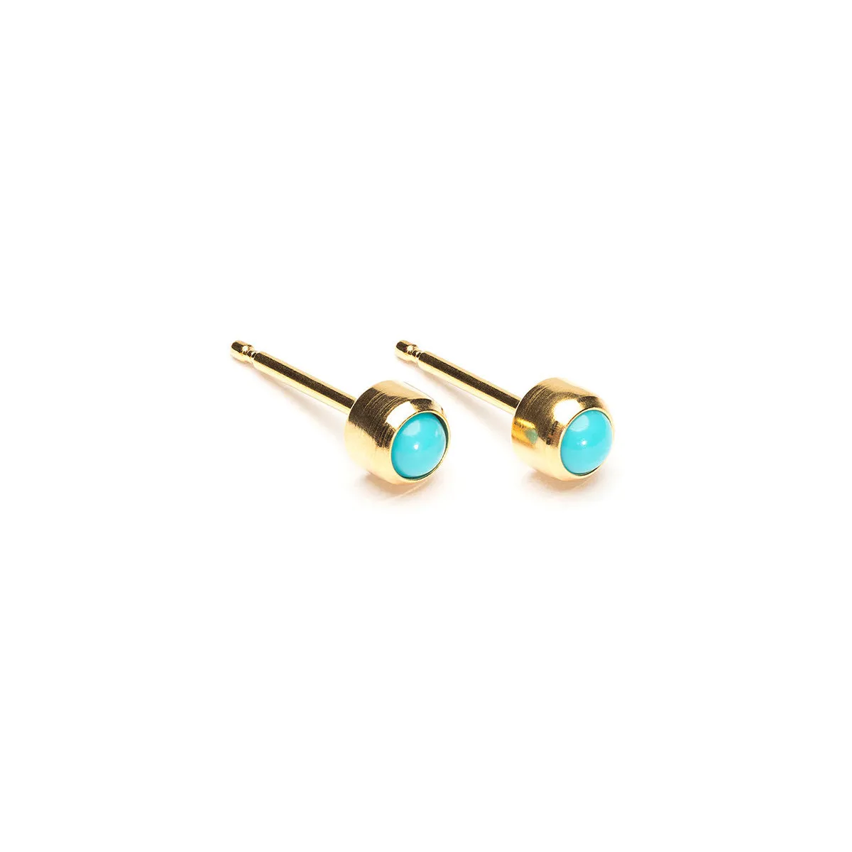 Gold Plated 3 mm Turquoise Stud Earrings