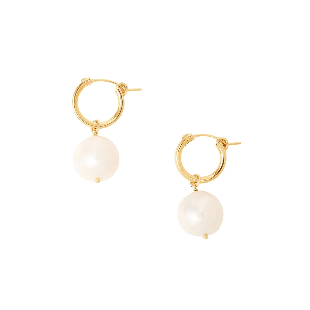 Gold Plated Hoops with Pearl Drop