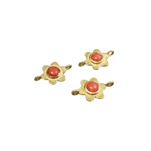 Gold Vermeil Coral Connector Floral Charm