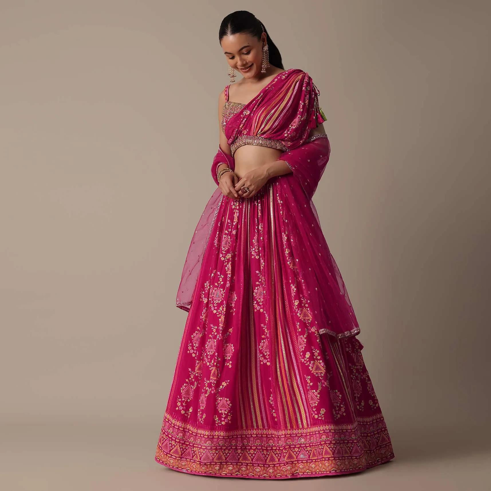 Graceful Pink Lehenga Set With Sequin Embroidery