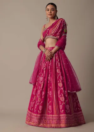 Graceful Pink Lehenga Set With Sequin Embroidery