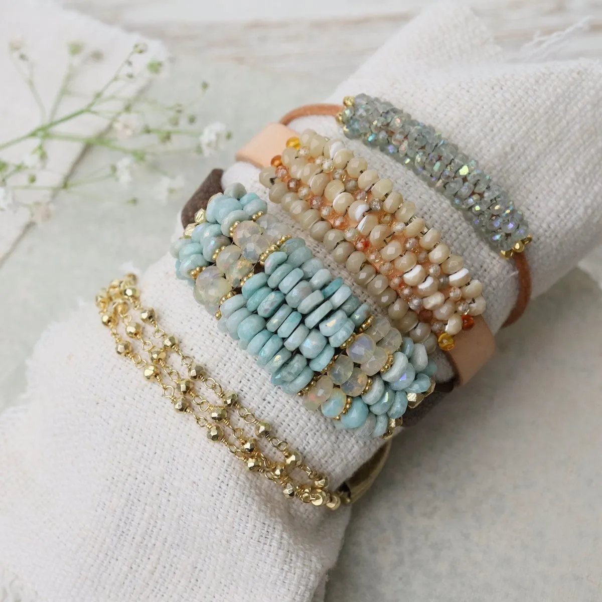 Green Amethyst Leather Bracelet