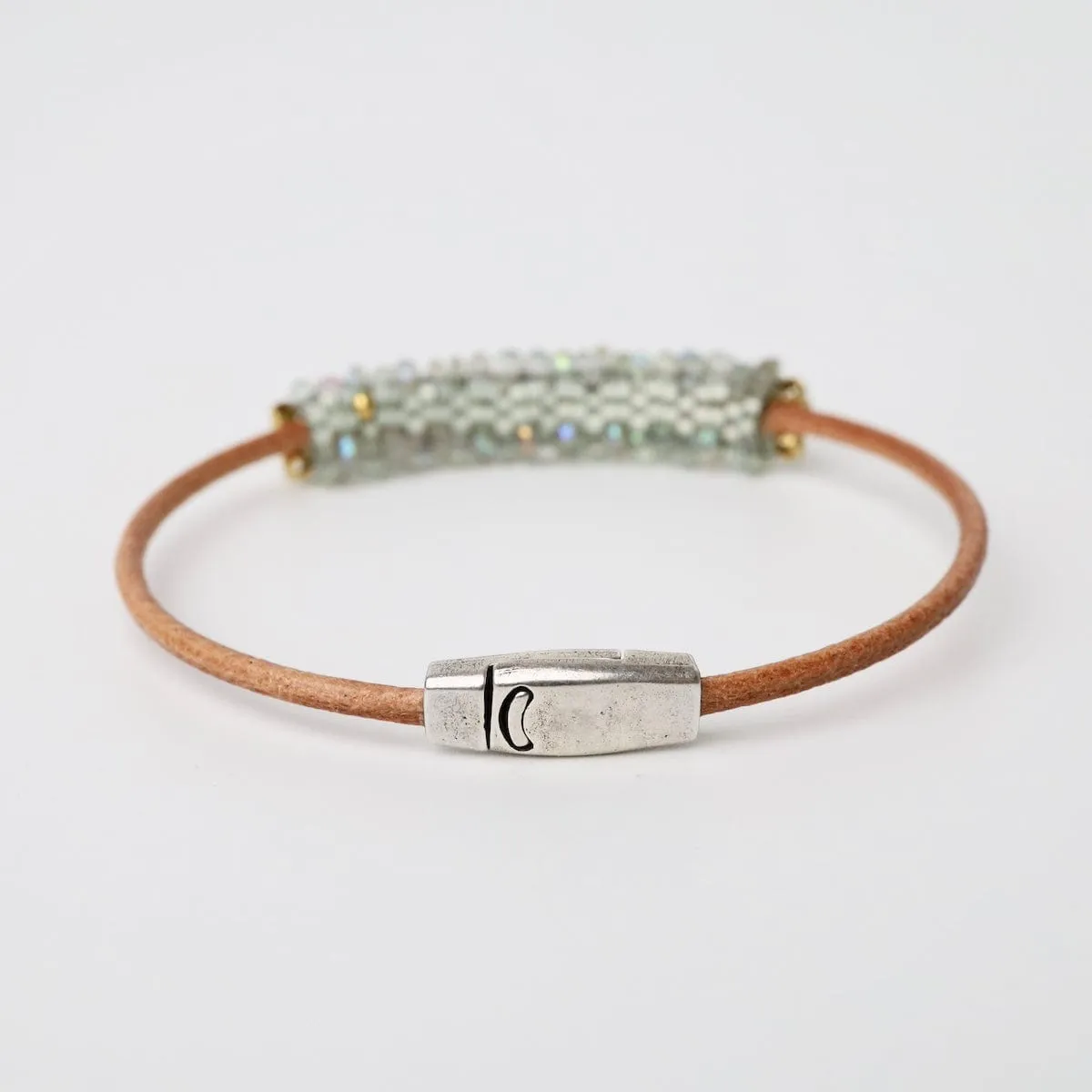 Green Amethyst Leather Bracelet