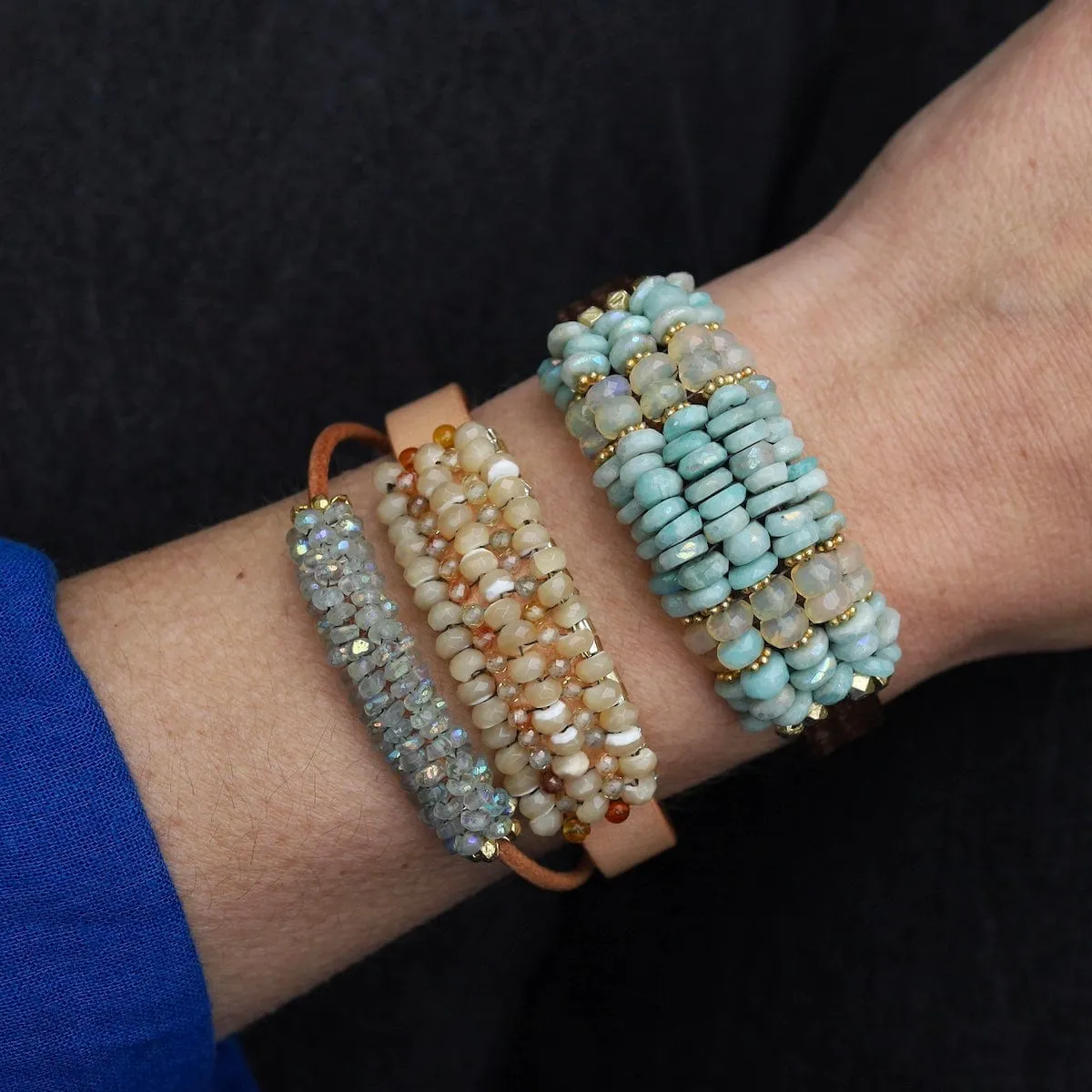 Green Amethyst Leather Bracelet