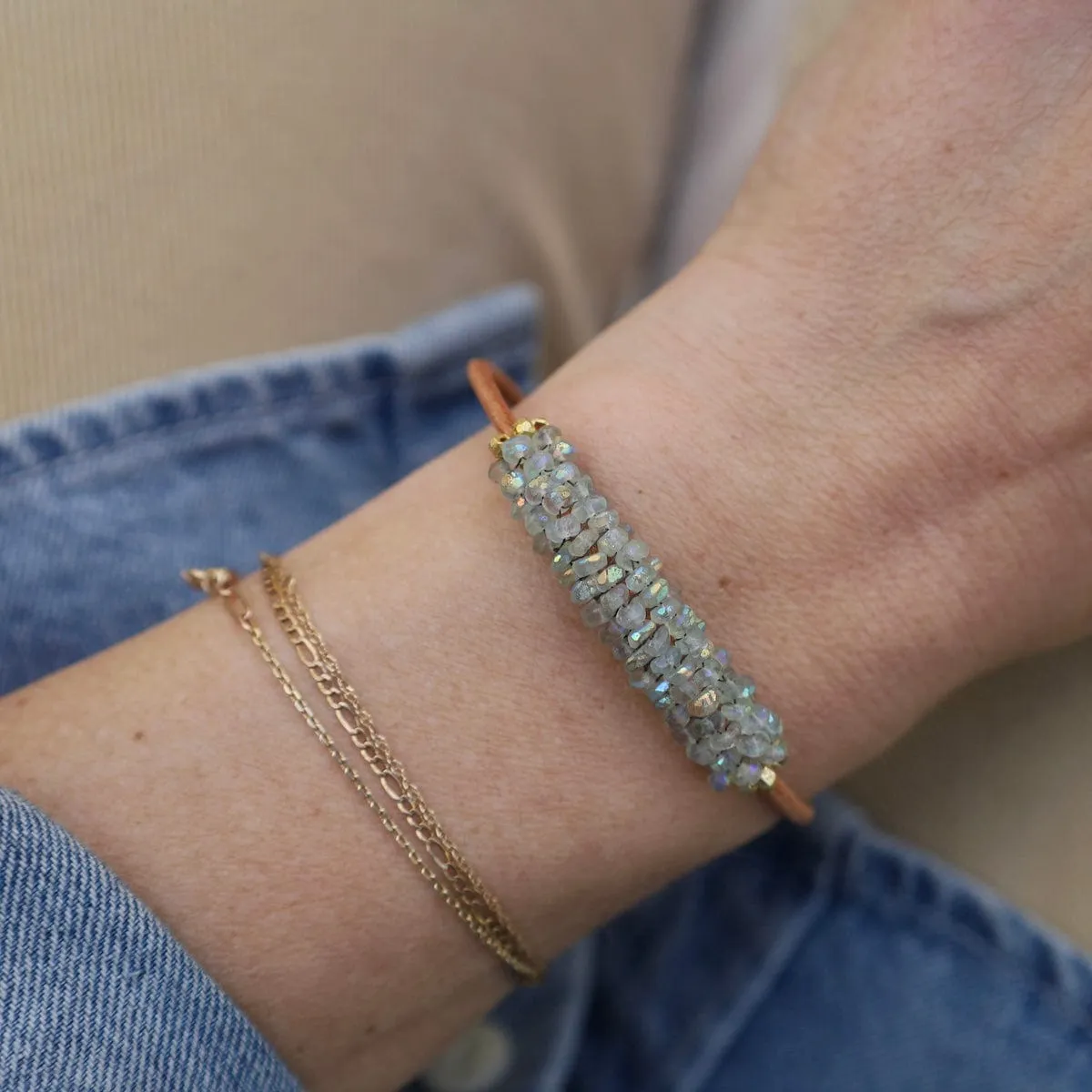 Green Amethyst Leather Bracelet